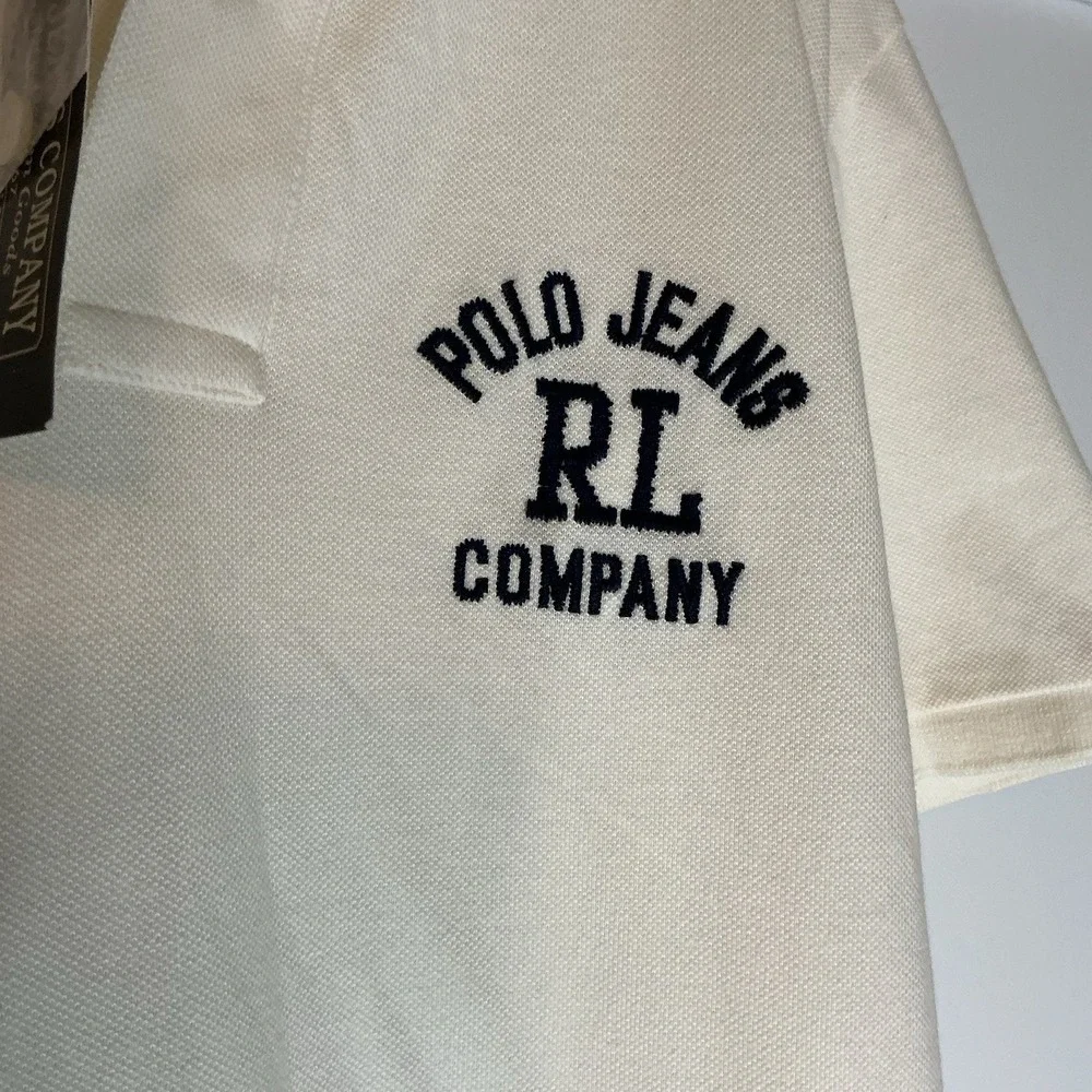 Vintage‎ Polo Ralph Lauren Embroidered Polo Shirt White Navy Men's Sz Small NWT